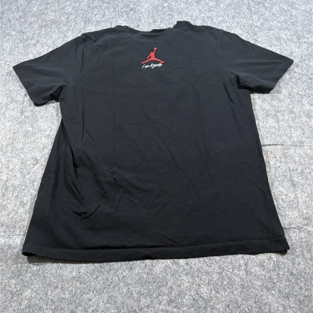 Air Jordan Shirt Mens Black Jump Man Los Angeles Logo Basketball Athletic Sz L
